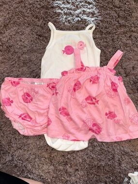 Pink Fish Print 3 piece outfit 24M
